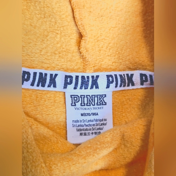 Victoria's Secret PINK Yellow & Black Pullover Cowl Neck Drawstrings w/pockets - Picture 3 of 7
